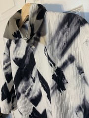 Zara Mens Sz XL Abstract Geometric Button Up Shirt Black White Short Sleeve