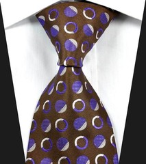 New Fashion Geometric Brown Purple Jacquard Woven Silk Men’s Wedding Tie Necktie
