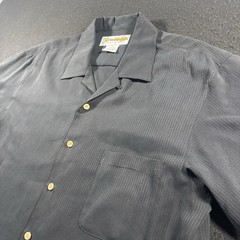 Honolulu Lulu 100% Silk Camp Shirt Men’s M Gray Textured Hawaiian Casual