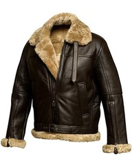 Men’s RAF B3 Aviator Real Sheepskin Leather Shearling Bomber Flight Pilot Jacket