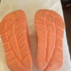 HOKA Womens Orange Slide Sandals Slip-On Synthetic Upper US 10 Logo Accent