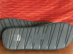PUMA Men’s Black Slide Sandals Slip-On Synthetic Upper Logo Accents 10.5