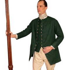 Green Mens Colonial Frock Coat Revolutionary War Jacket 18th Century Historical