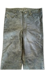 Men’s Real Distressed Leather Pants Distressed Leather 5 Pockets Bikers Pants