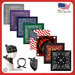 Bandana 100 Cotton Paisley Print Double-Sided Scarf Head Neck Face Mask 22″X22″